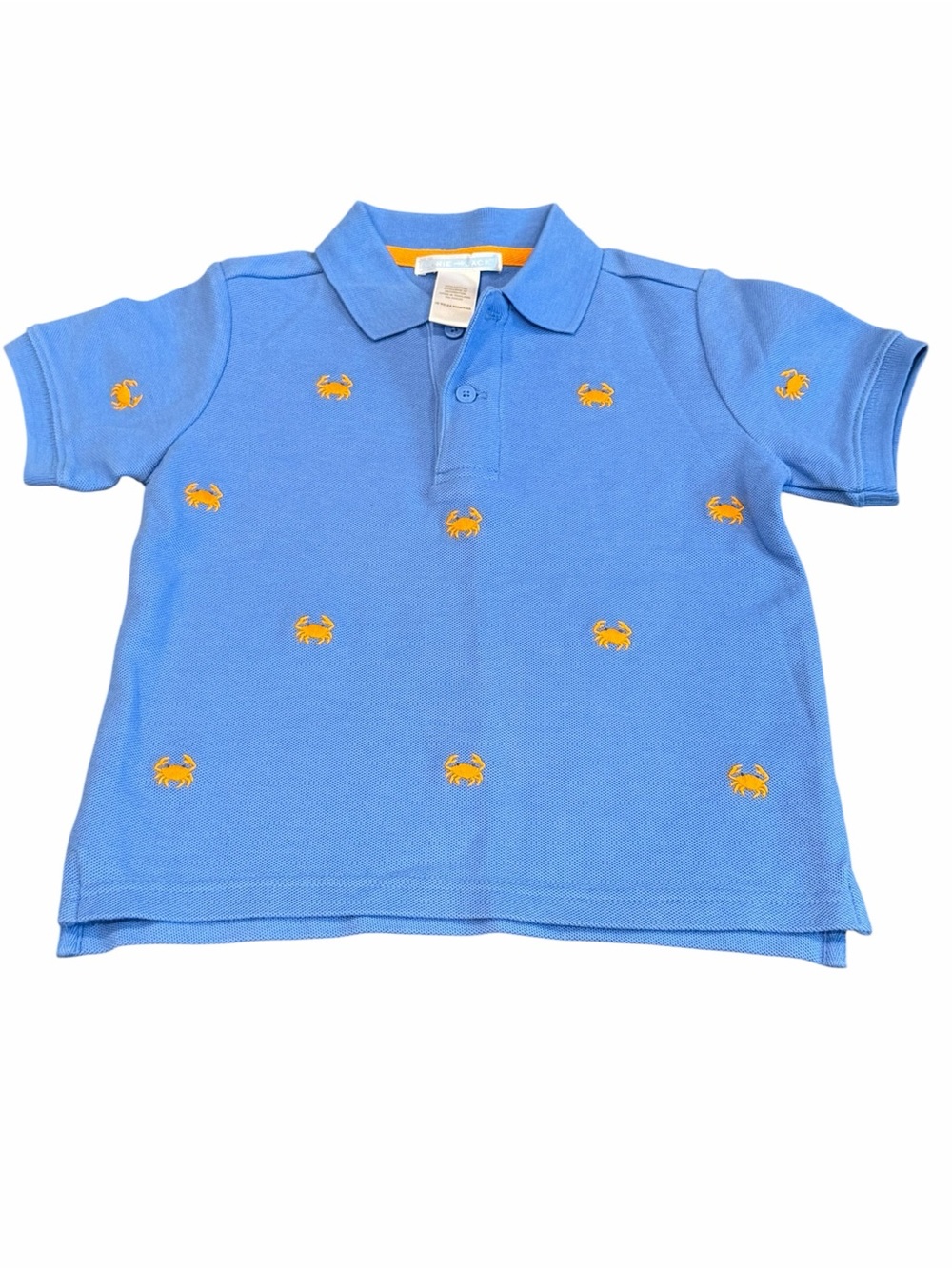 Janie and Jack, Boys Light Blue Polo with Yellow Embroidered Crabs, Sz 18-24 mos